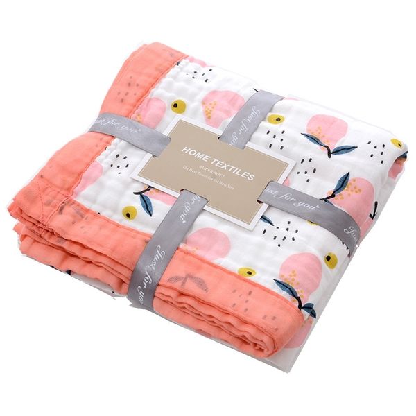 

6 layers super soft wide bordure cotton muslin blanket newborn swaddle baby cart blanket kids bath towel baby receiving blanket y201009