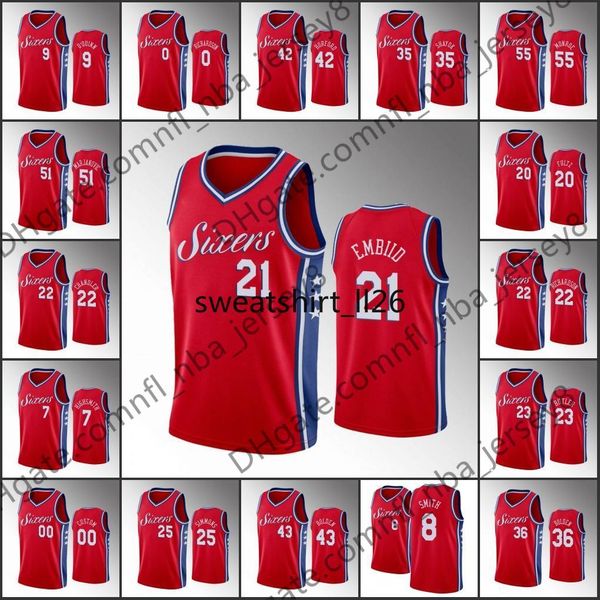 

мужчины филадельфия nba 76ers. бен симмонс джоэл embiid джош ричардсон тобиас харрис заявление красный пользовательский трикотаж, Black;red
