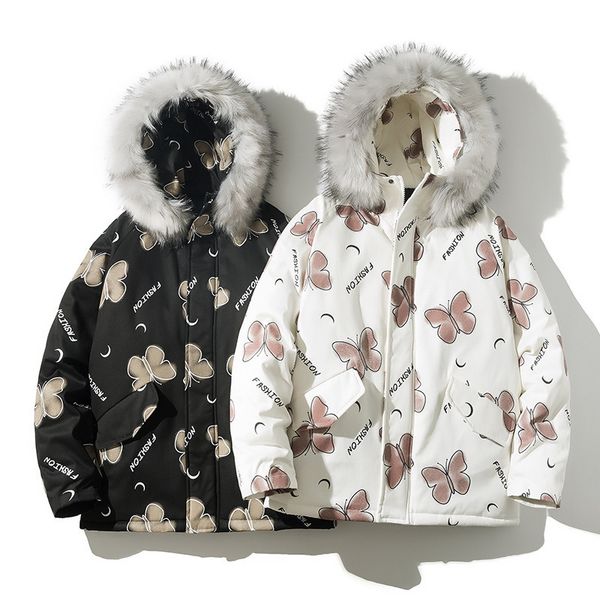

2021 the new new women's winter coat butterfly with hood fur collar 2of5, Black