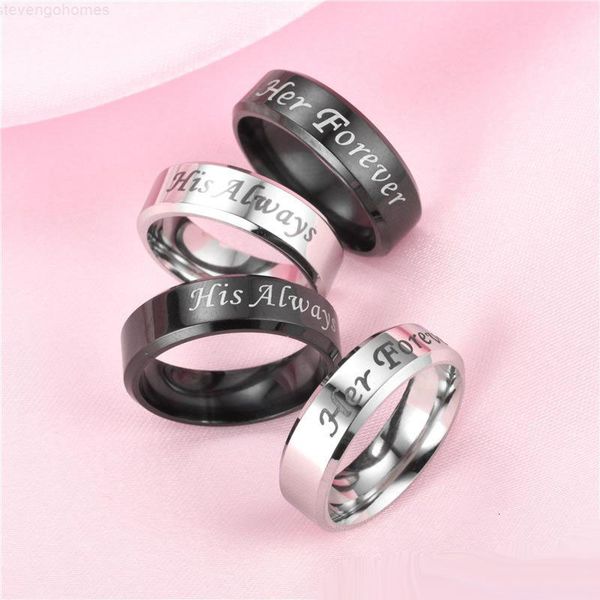 

always engagement titanium steel his never her fade forever rings letter, Silver