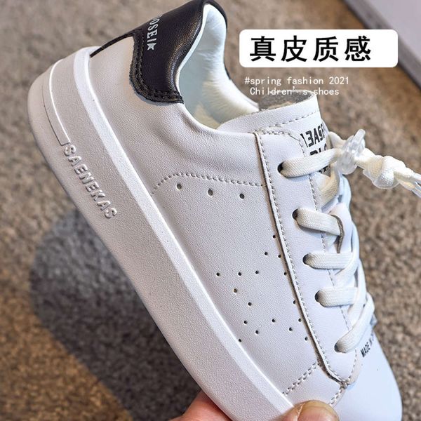 

2021 spring and autumn new small white low versatile zhongda children's leather breathable casual girl's sho, Black;red