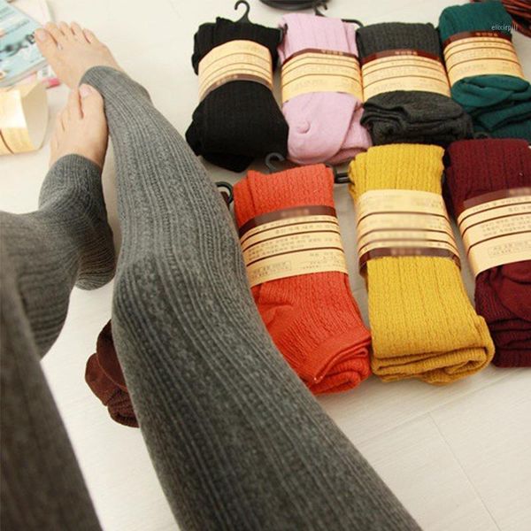 

2020 warm leggings women's winter thick leggins silm causal stretch knitted pants solid winter thermal leggings woman1, Black