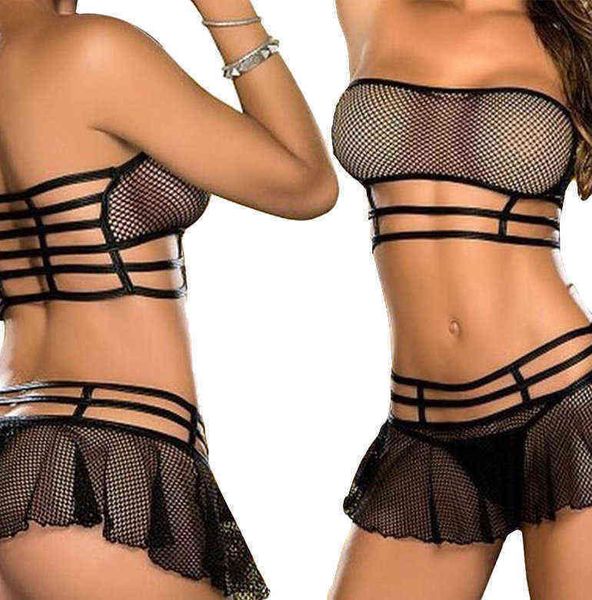 

nxy lingerie lingerie corset hollow out mesh outfits bra+skirt+thong set dress for women erotic fishnet clothes dancerwear 1216, Red;black