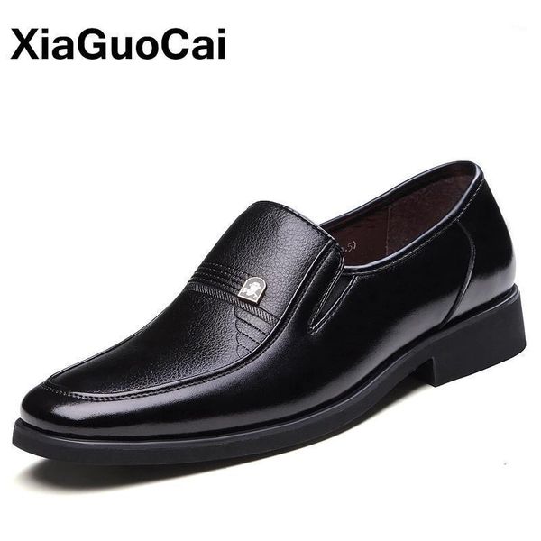 

dress shoes classic mens business fashion father's leather slip-on square toe black 2021 spring autumn social footwear1