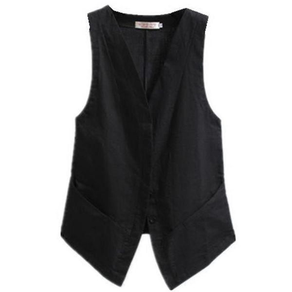 

women's vests plus size 3xl cotton linen waistcoats women vest short summer slim casual tank sleeveless, Black;white