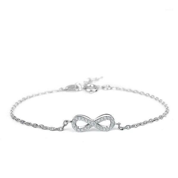 

begirl korean simple fashion student crystal bracelet for women wholesale full cubic zirconia lucky number 8 word hand ornaments1, Black