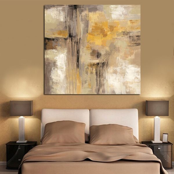 

print yellow gray abstract oil painting on canvas scandinavian art poster wall picture for living room sofa home decoration