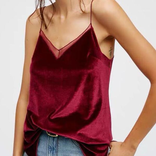 

women 2020 spring and summer new vests fashionable casual solid color mesh camisole 1, White