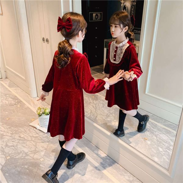 

new thickened foreign autumn children's drs 2020 sle winter girls' long sve princs skirt vabgajk1, Red;yellow