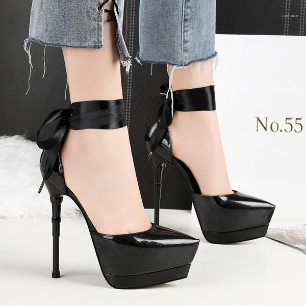 

new 14.5 cm pumps 2020 women's shoes ultra-heeled women's singles nightclub platform with stiletto heels1, Black