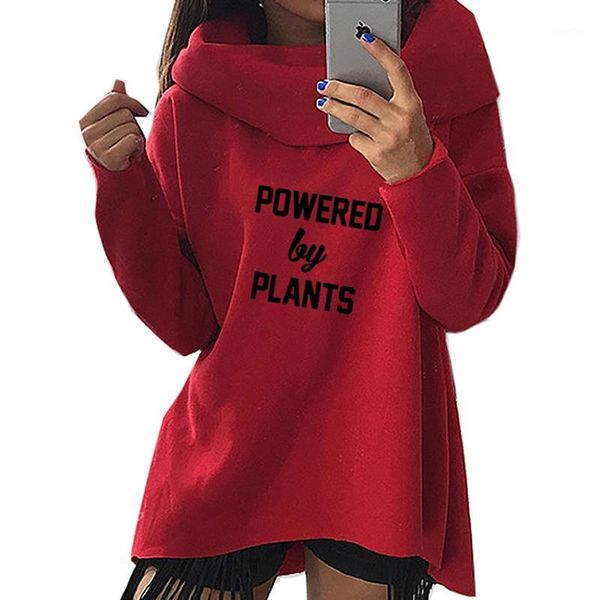 

2018 new fashion spring powered by plants vegan print hoodies kawaii sweatshirts female cute casual creative cropped1, Black