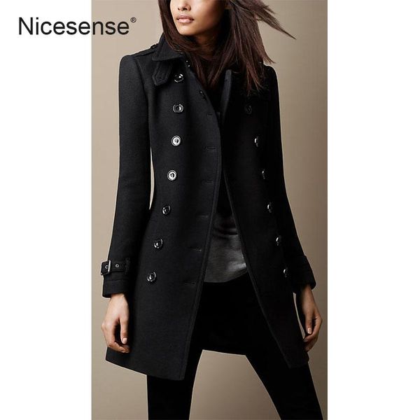 

nicesense winter coat women sobretudo poncho casaco feminino abrigos mujer invierno 2020 black wool coat overcoat manteau femme