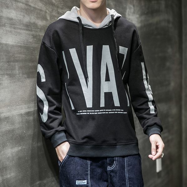 

2020 autumn new fashion brand hooded long sleeve sweater for men pullover pulloversweater pullover youth leisure trend fit men avzwr, Black