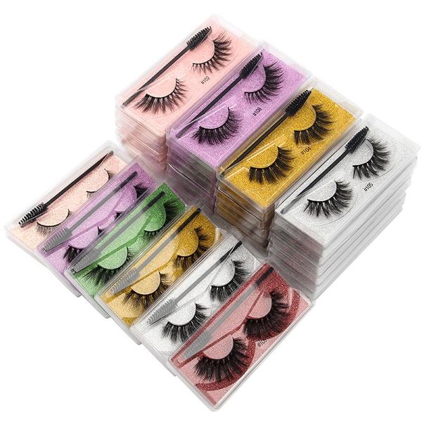 

false eyelashes wholesale 20/30/40/150pcs fluffy 3d mink lashes natural makeup flase set with cosmetic brushes