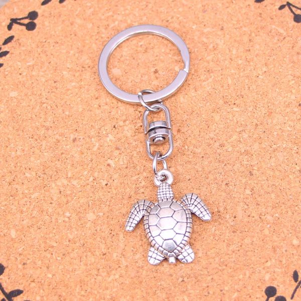 Keychain de moda 26 * 23mm tartaruga tartaruga mar pingentes diy jóias carro chaveiro anel titular lembrança para presente
