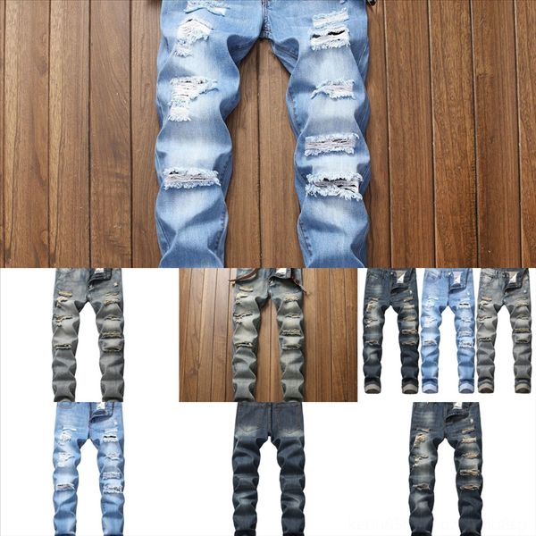 

ciwa9 men ripped biker distressed destroyed jeans short pant man for slim fit stretch washed skinny jeans pants with hole holes full, Black