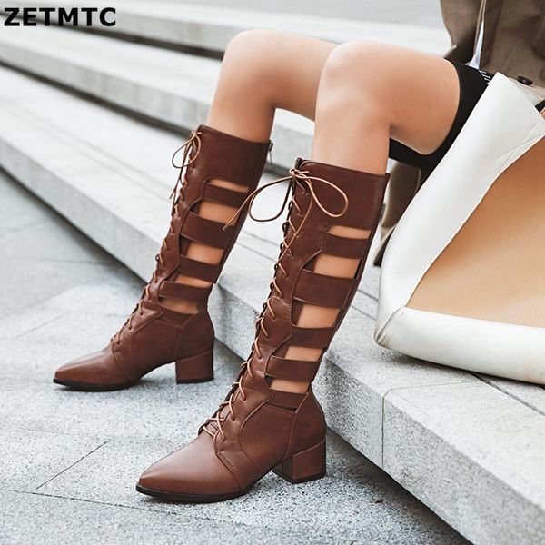 

2020new women shoes 33-46 gladiator summer fashion women buckle strap pointed toe party boots shoes woman, Black