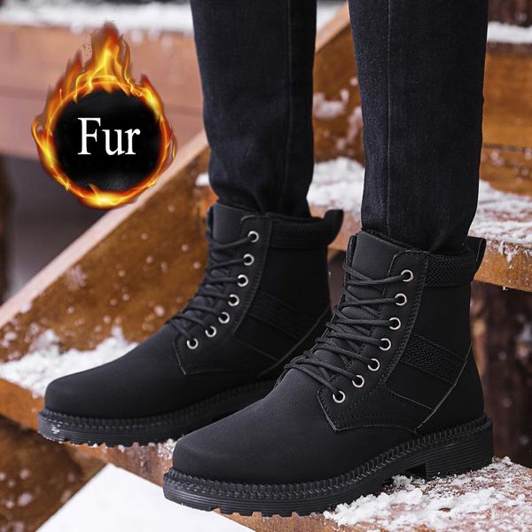 

2020 homme chaussure men walked d'water light tornozzle work shoes of winter fashion snow boots big size iosa, Black
