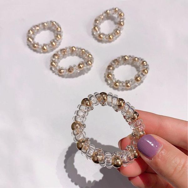 

cute beaded transparent telephone hair band line rope headwear girl women's ponytail holder accessories cute beaded q qylmpu
