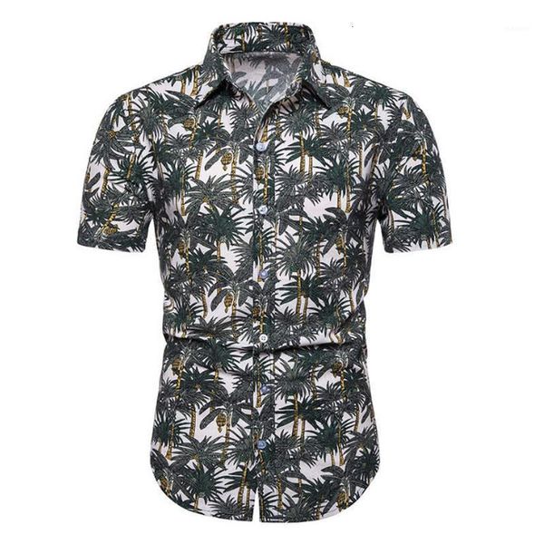 

flax men wear hawaiian shirts men's leisure shirts beach aloe vera summer sleeves short pants party in 20191, White;black