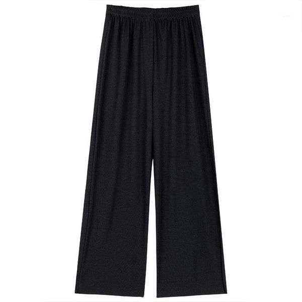 

2020 new casual women's pants large size 4xl was thin summer high waist straight pants loose autumn wide leg female b601, Black;white