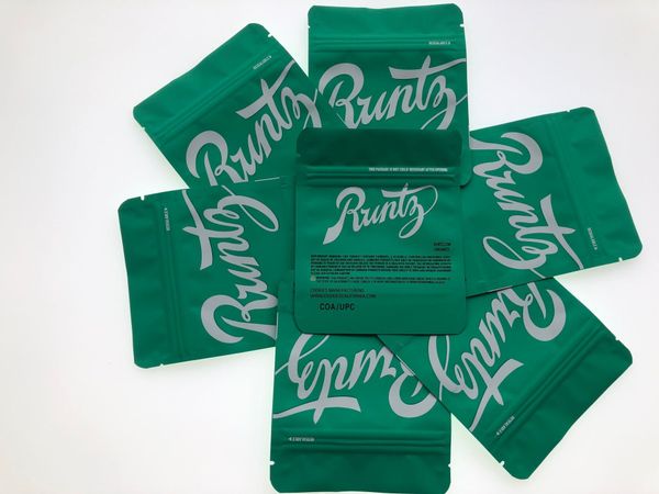 

runtz green matt mylar bag 3.5gram edibles nerds sf california 3.5g empty bag hologram stickers and back label bbyybg bdebaby