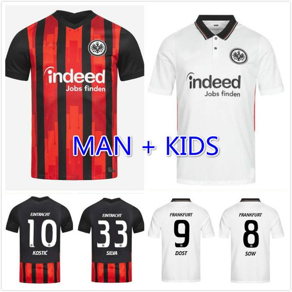

20 21 eintracht frankfurt soccer jersey silva costa 2020 2021 home away dost sow kostic hinteregger kamada men kids football shirts, Black;yellow