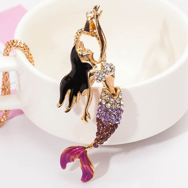

multicolor decoration sweet sea-maid new girl mermaid pendant necklace women accessories gold plating sweater chain fashion jewelry, Silver