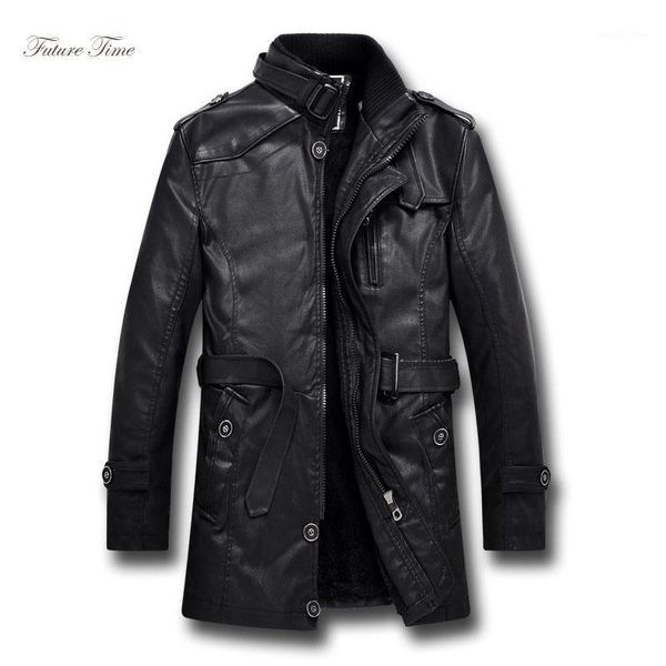 

men's jackets men jacket handsome pu fur leather clothing long washed locomotive coat stand collar plus velvet windbreaker streetwearwy, Black;brown