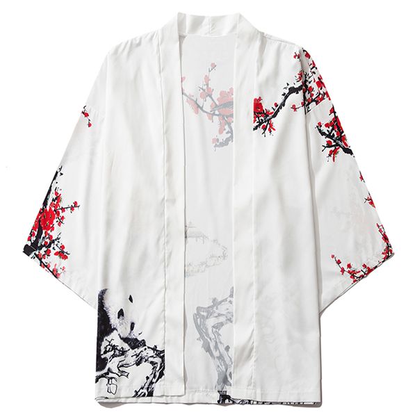 

2021 new aelfric eden panda plum blossom harajuku japanese jacket hawaiian shirts summer streetwear front open coats kimono rpqg, Black;brown