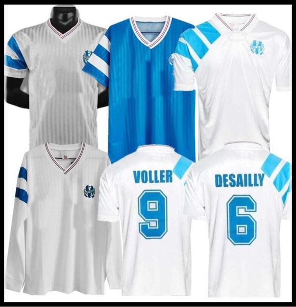 

1993 olympique marseille retro football shirt 90 91 deschamps papin boli desailly soccer jersey voller marseille football jersey, Black;yellow