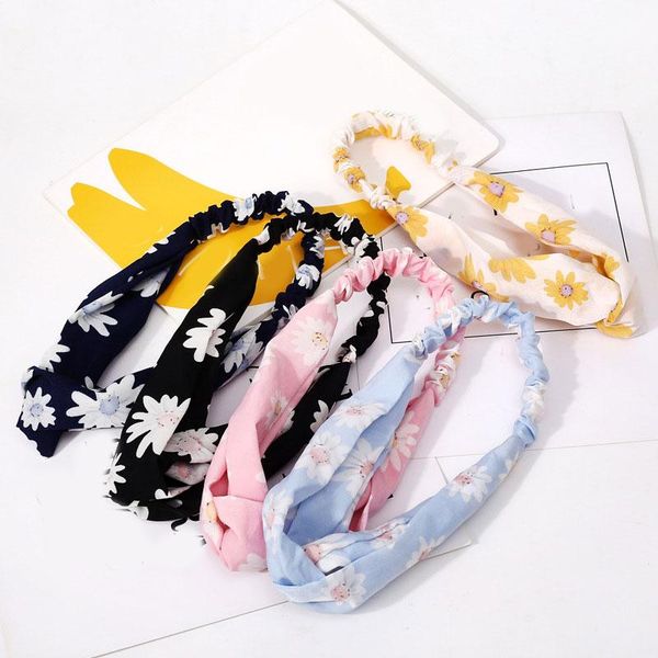 

fashion daisy printed hair band cross knotted headband for women vintage summer knot turban elastic hairband hair accessories q bbyzsz