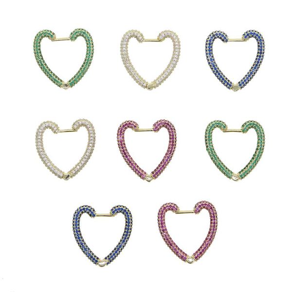 

hoop & huggie micor pave cz colorful fashion women jewelry gold color lovely heart full summer huggies earring girlfriend gift, Golden;silver
