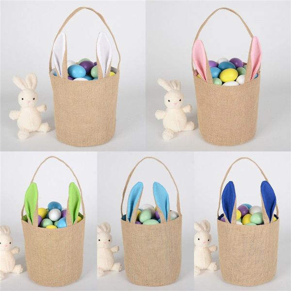 2021 9 Farben Ostereierkorb Osterhasentaschen Kaninchen Canvas Einkaufstasche Eierbonbons Körbe Geschenkhandtasche T9I001065