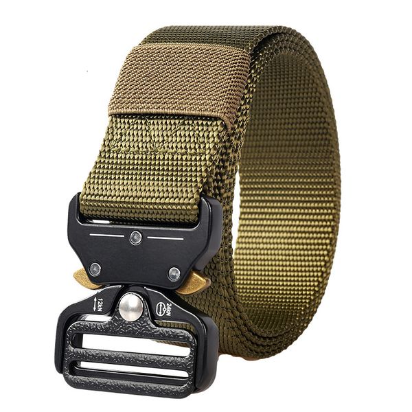 

new military tactical belt army nylon belt metal buckle men waistband heavy duty waist belt police hunting training accessories, Black;brown