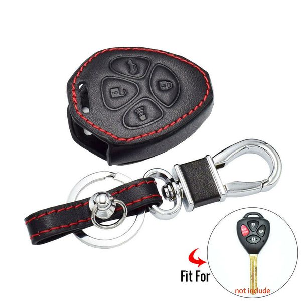 

for toyota camry avalon corolla matrix rav4 venza yaris pu leather 4 buttons keyless remote black fob cover protector case