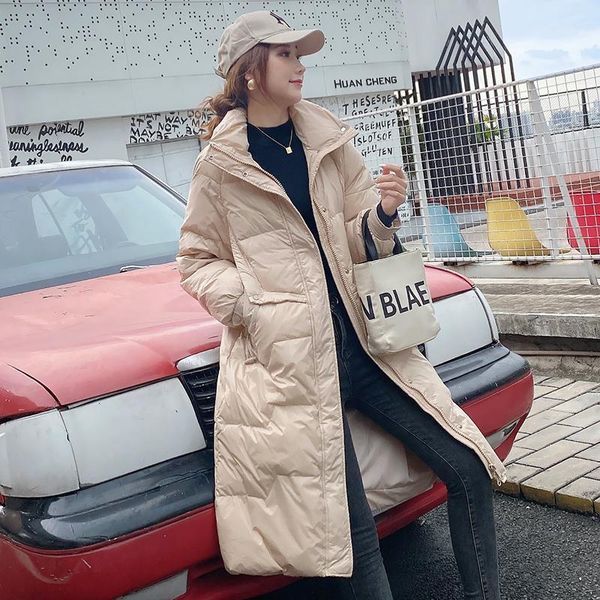 

new style glossy woman parkas coats winter jackets women casual loose down coats female warm down jacket womens long overcoat1, Black
