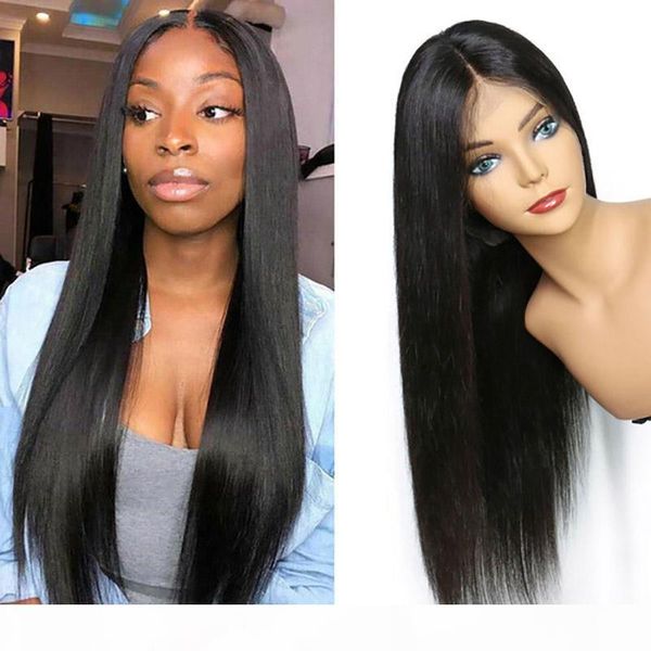 

lace front wigs heat resistant straight swiss medium brown color lace black high hair glueless full lace wigs with baby hair, Black;brown