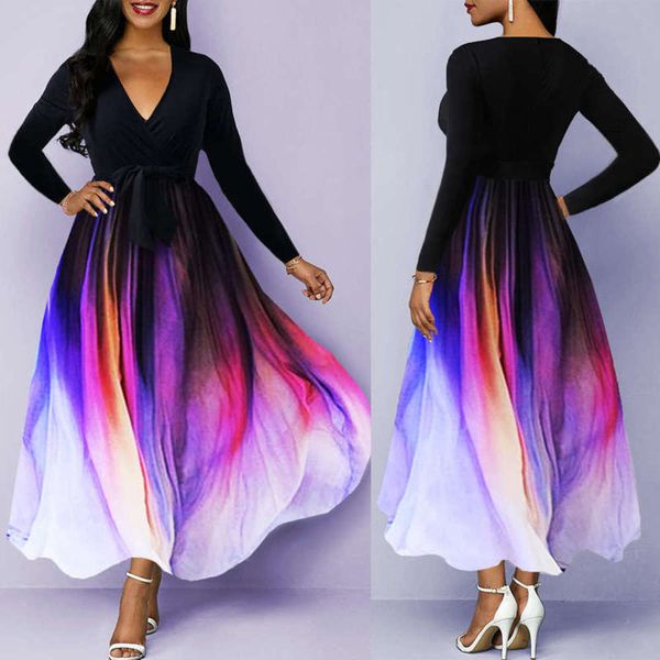 

printed autumn new style 20202019 long sleeve swing dress for women, Black;gray