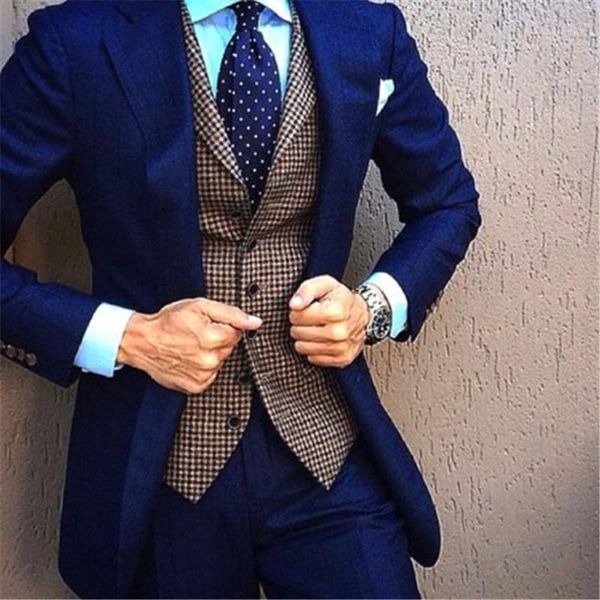 

men's suits & blazers selling blue men with plaid vest terno masculino groom custom made fashion blazer 3pieces(jacket+pant+vest+tie)1, White;black