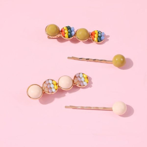 

hair bun maker f2170 korean-style products rainbow crystal barrettes south korea dongdaemun hyuna sweet bang clip long set, Brown