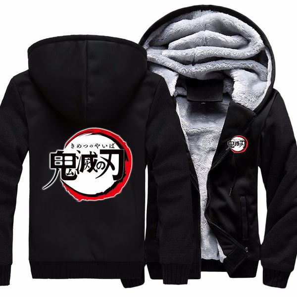 

2021 new us size men hoodies for anime demon slayer kiu no yaiba coat hoodie women thicken cosplay jacket sweatshirts ak7s, Black