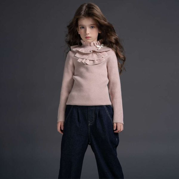 

color high collar solid girls' half 2020 clothing autumn and winter new zhongda court sle children's sweater, Blue