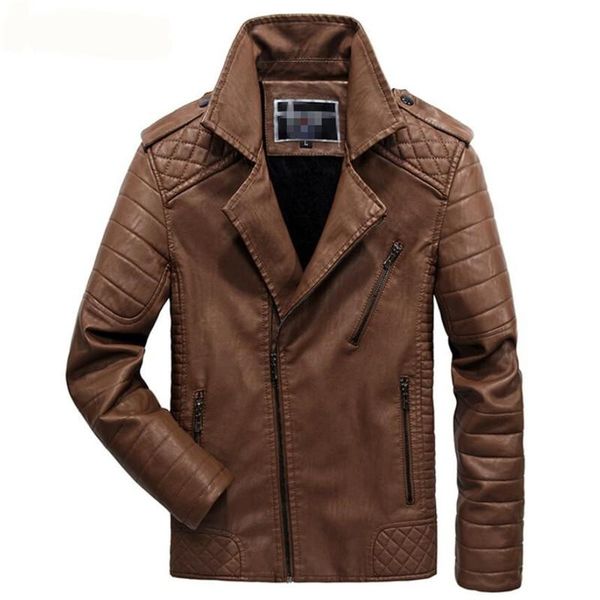 

new pu faux casual man jackets men leather jacket male coats winter warm velvet hombre veste motorcycle outerwear plus size 6xl, Black