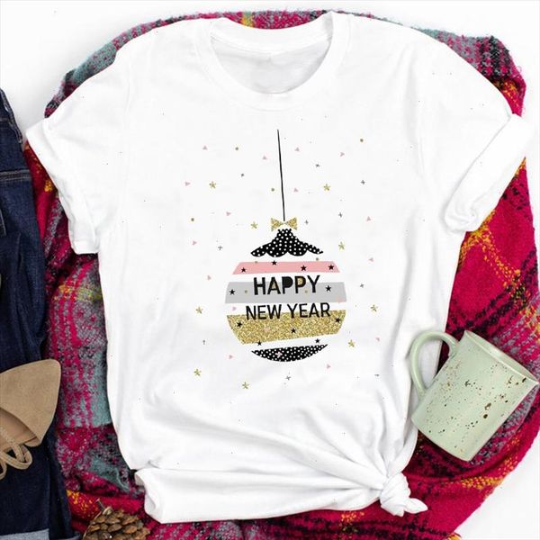 

tees for women lady short sleeve happy time gift new year merry christmas print tshirt clothes graphic female t t shirt, White
