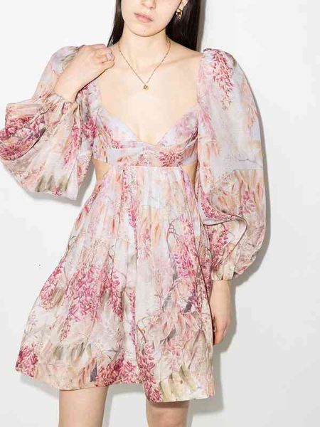 

runway dresses vintage star's same french design, unique lantern sleeve backless floral holiday dress, fluffy skirt ngz8, Black