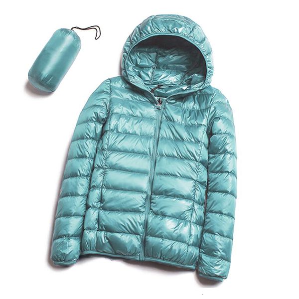 

2021 new winter down women's jacket short new ultra-light thin hoodie slim white parka coat outwear feminine, Black