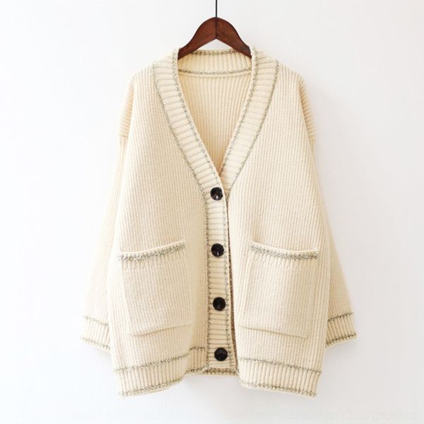 

pqxui шелк кардиган женский черный v-образным вырезом зима и осень 2020 новый вязаный свитер яркий пальто ленивый ветер свободный чистый кра, White;black