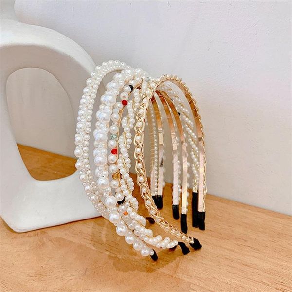 

new fashion wedding hair jewelry vintage pearl headband for women girls bohemian hair hoop mix styles mujer 377 q2, Silver