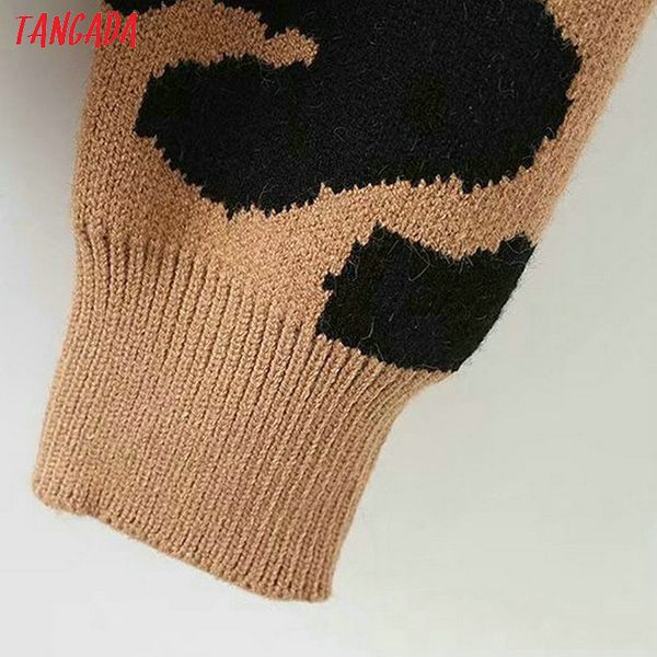 

tangada women leopard knitted sweater winter animal print winter thick long sleeve female pullovers casual 2x05 y200722, White;black